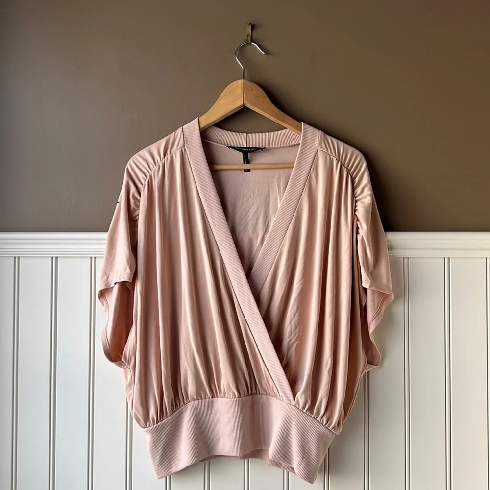 BCBGMAXAZRIA Pink Wrap Top Size Medium - Picture 2 of 12